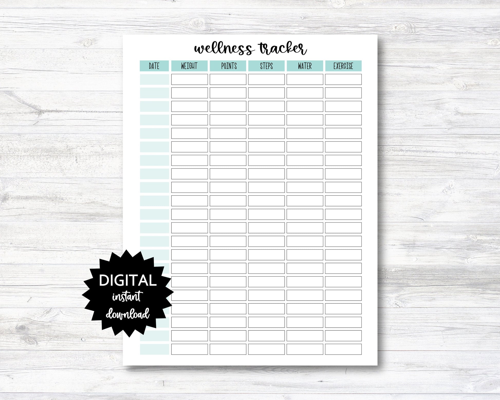 Wellness Tracking Printable, Daily Points Tracker, Weight Tracking Pri ...