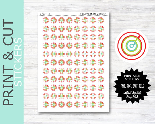 Activity Rings Closed Smart Watch Tracking PRINT & CUT Planner Stickers - Outline (B077_3PC)
