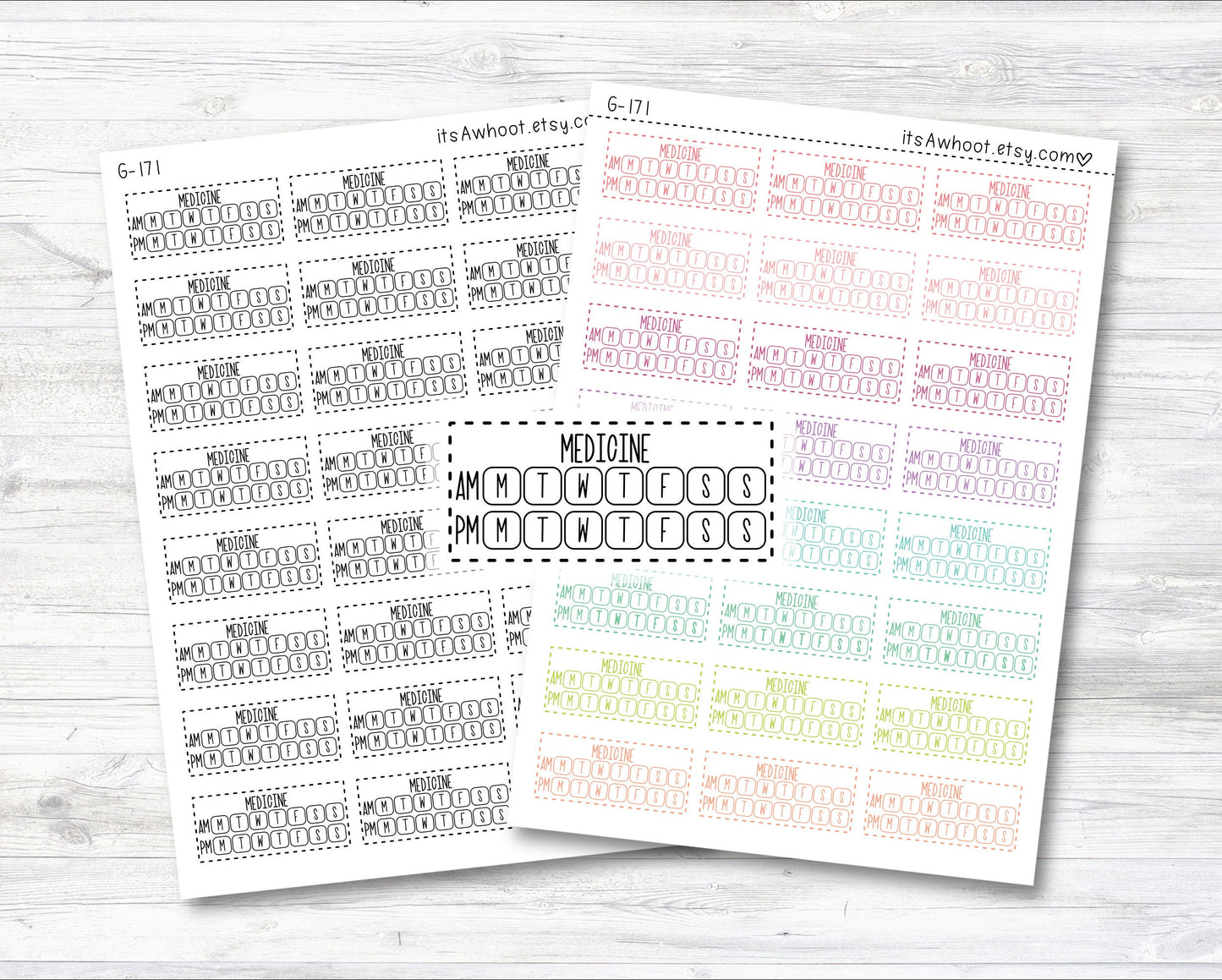 Medicine Am/PM Habit Tracker Planner Stickers, Medicine Habit Tracker Stickers (G171)