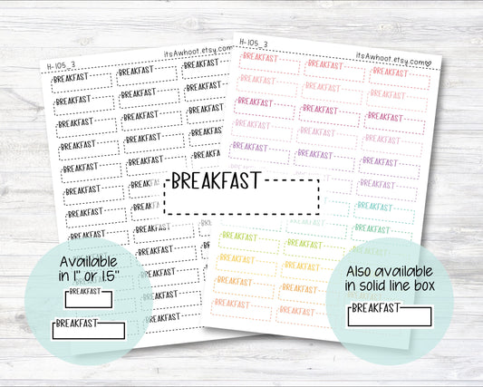 BREAKFAST Quarter Box Label Planner Stickers - One Inch or 1.5" Inch (H105_3)