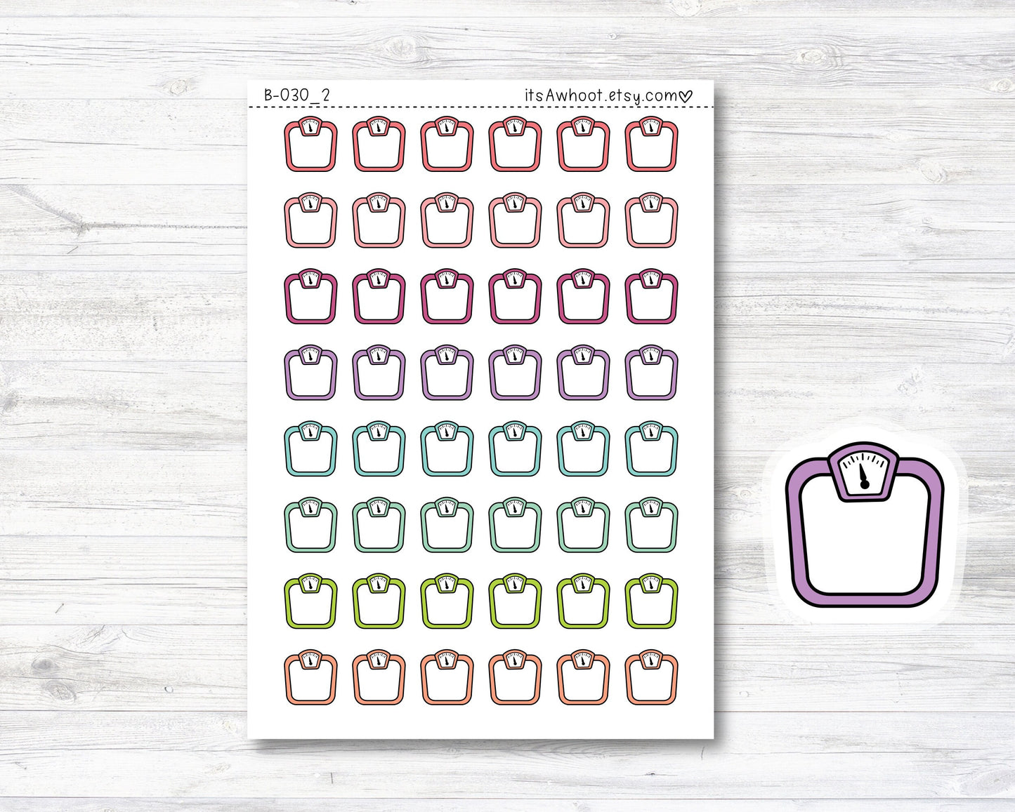 Weight Scale Doodle Icon Planner Stickers, Weight Scale Icon Stickers (B030_2)