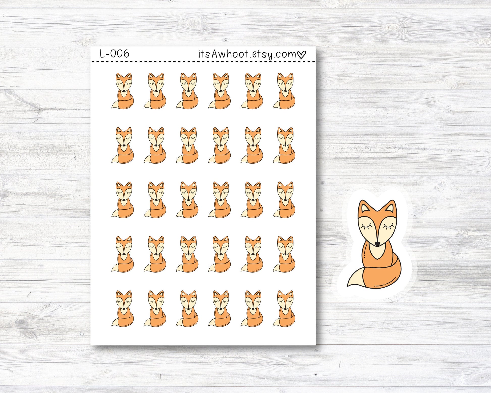 Fox Stickers - SMALL DECO SHEET .5" Stickers (L006)