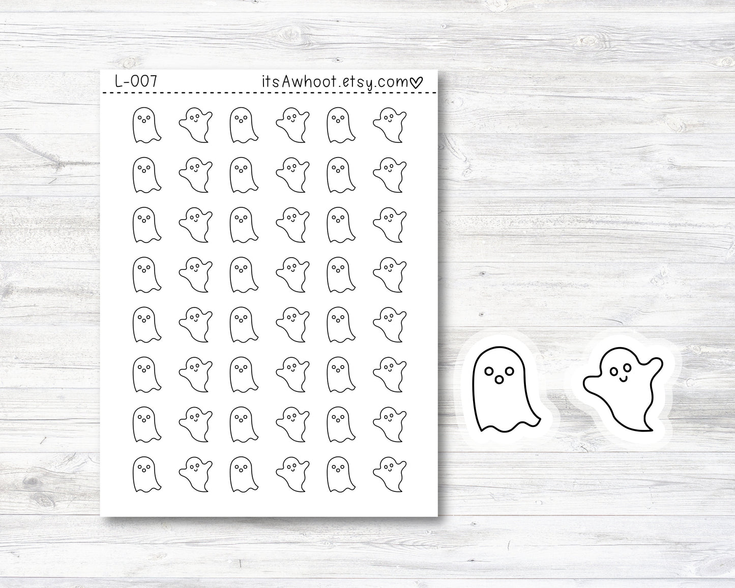 Ghost Stickers - SMALL DECO SHEET .5" Stickers (L007)