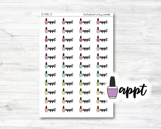 Nail Appt Planner Stickers, Nail Appt Stickers with Nail Polish Icon (G258_4)