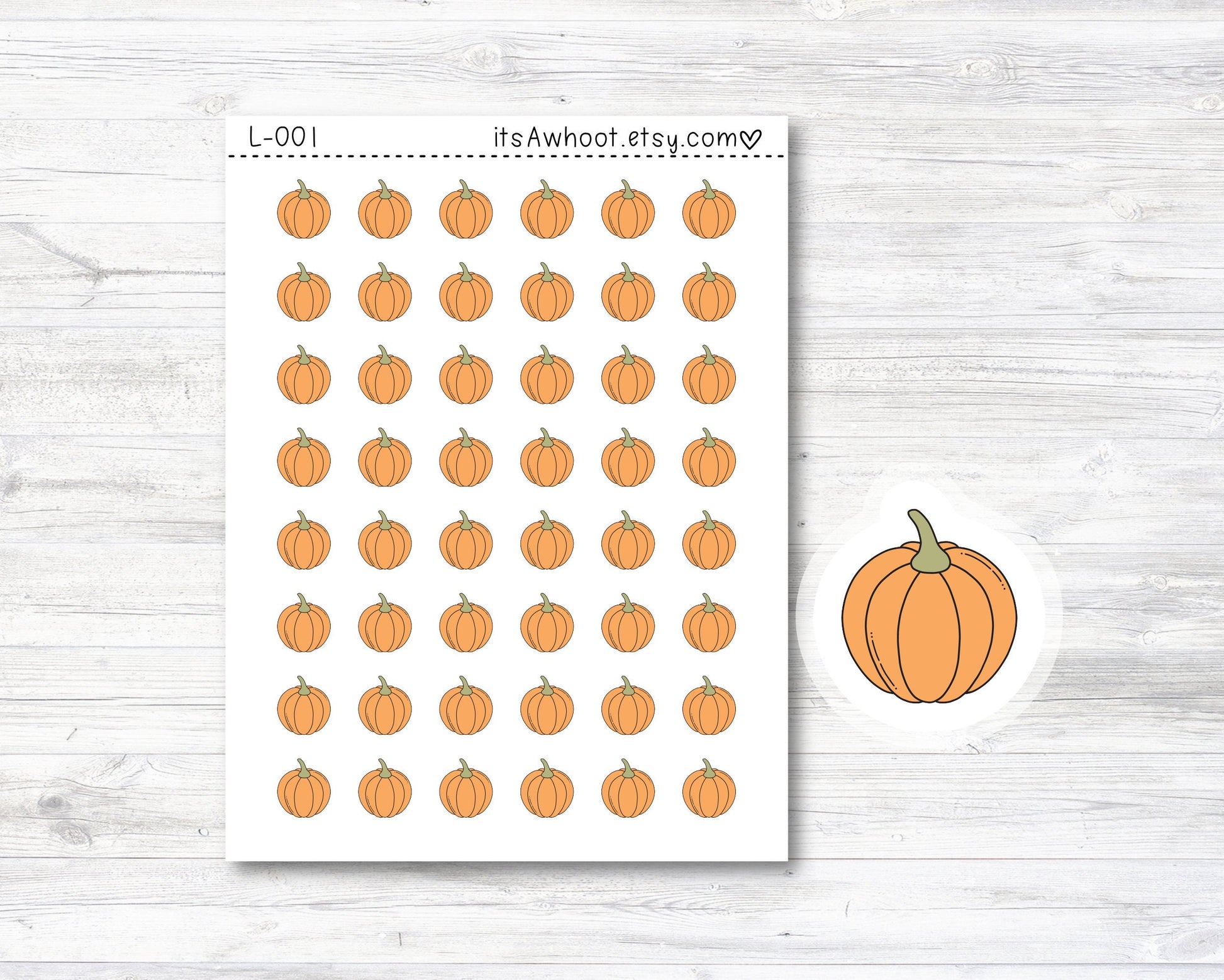 Pumpkin Stickers, Pumpkin Icon Stickers - SMALL DECO SHEET .5" Stickers (L001)