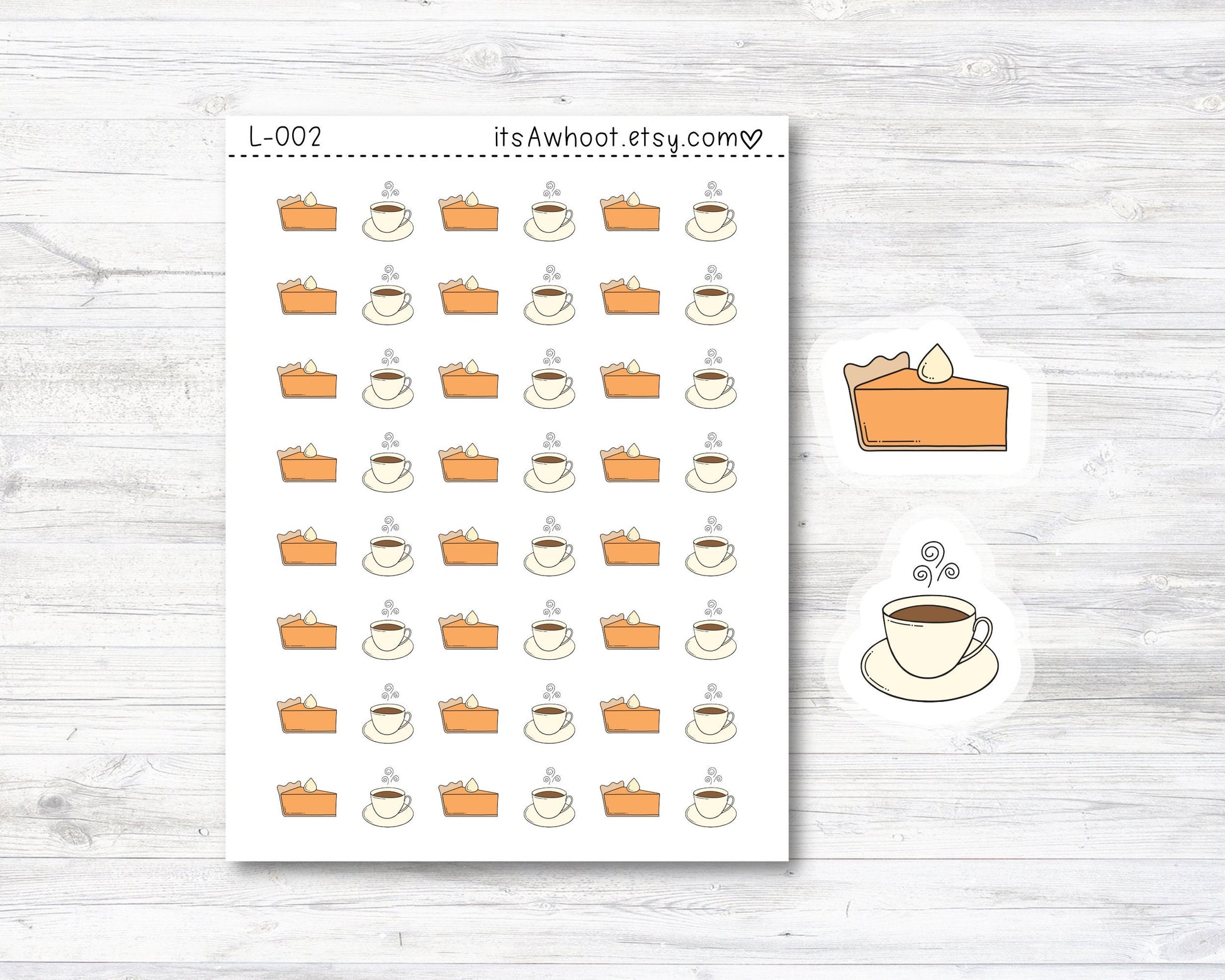 Fall Pumpkin Pie & Coffee Stickers - SMALL DECO SHEET .5" Stickers (L002)