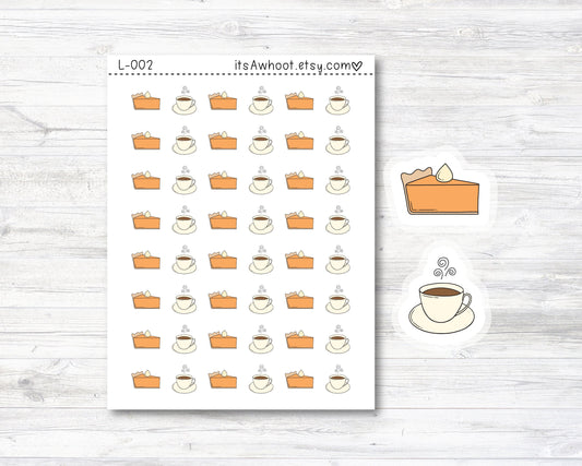 Fall Pumpkin Pie & Coffee Stickers - SMALL DECO SHEET .5" Stickers (L002)