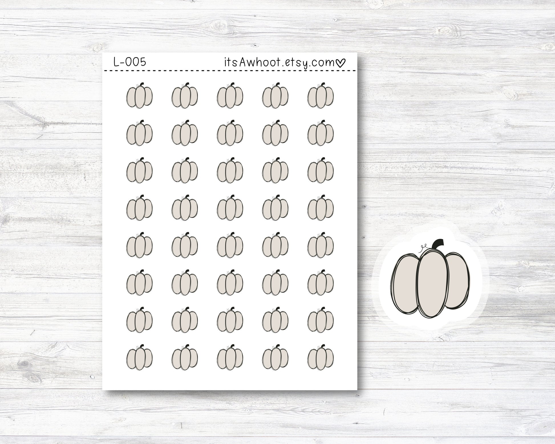 White Pumpkin Stickers - SMALL DECO SHEET .5" Stickers (L005)