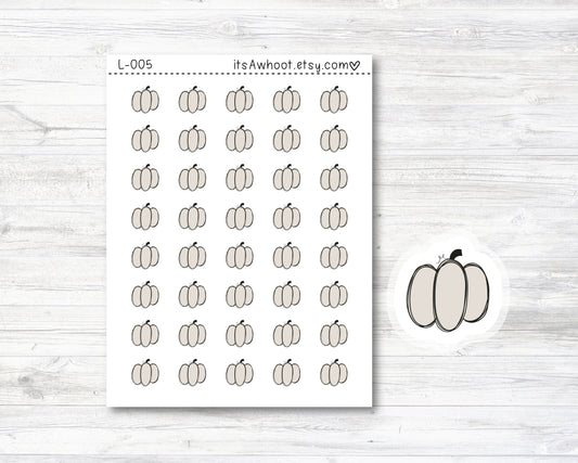 White Pumpkin Stickers - SMALL DECO SHEET .5" Stickers (L005)