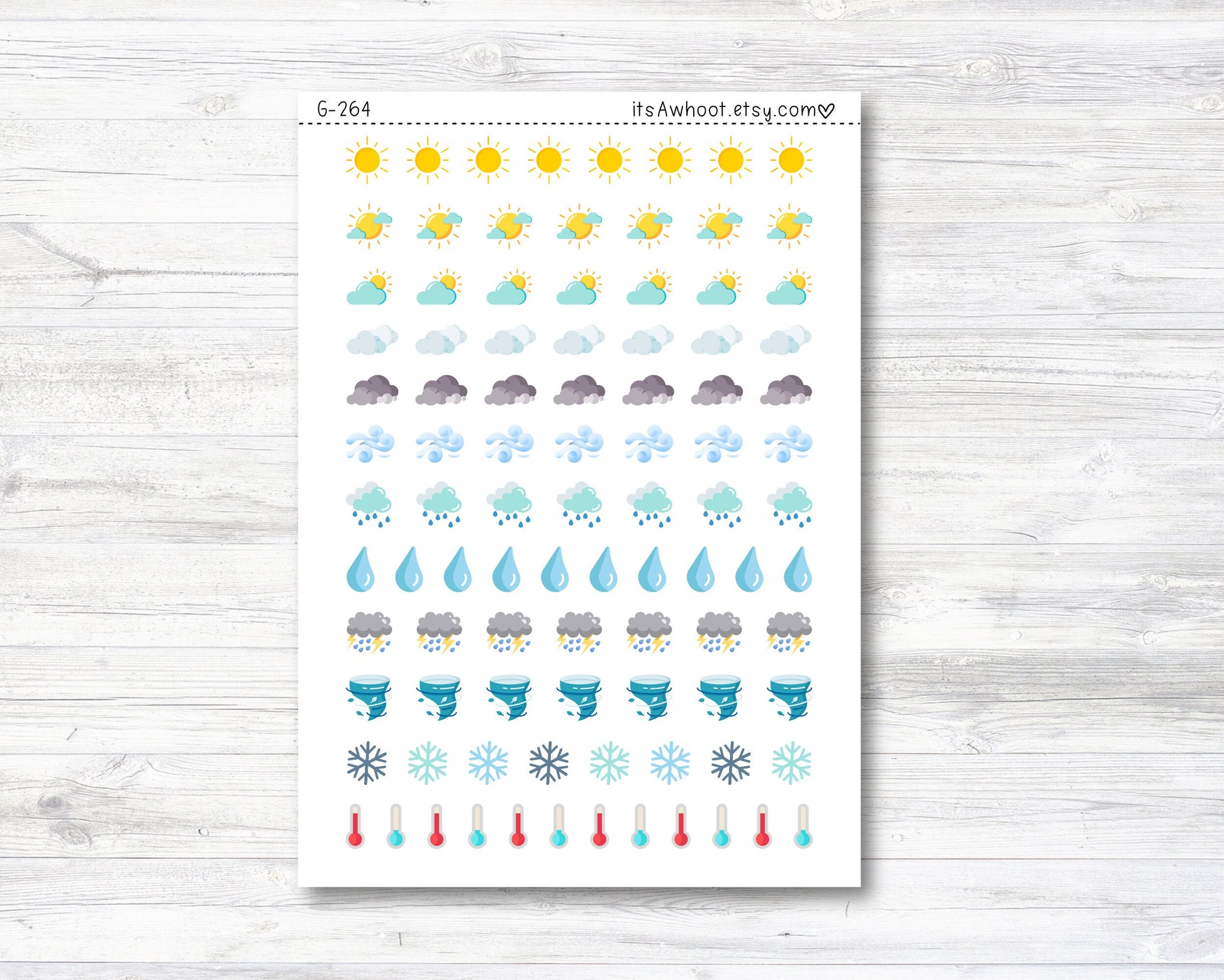 Weather Planner Stickers, Weather Icon Stickers (G264)