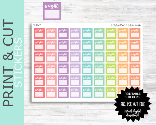 Weight Stickers PRINT & CUT Planner Stickers (B067PC)