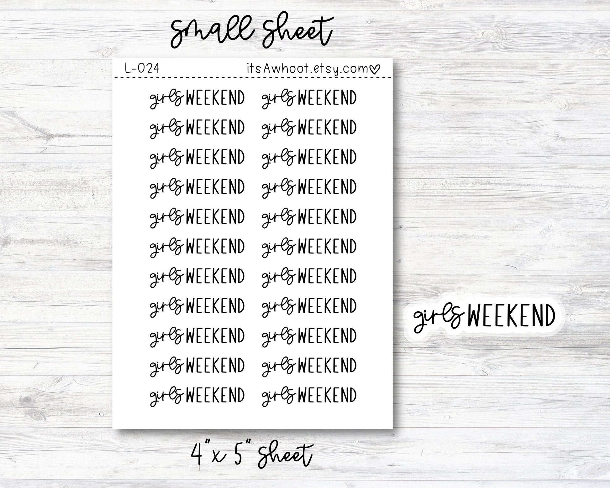 Girls Weekend Stickers - SMALL SCRIPT SHEET (L024)