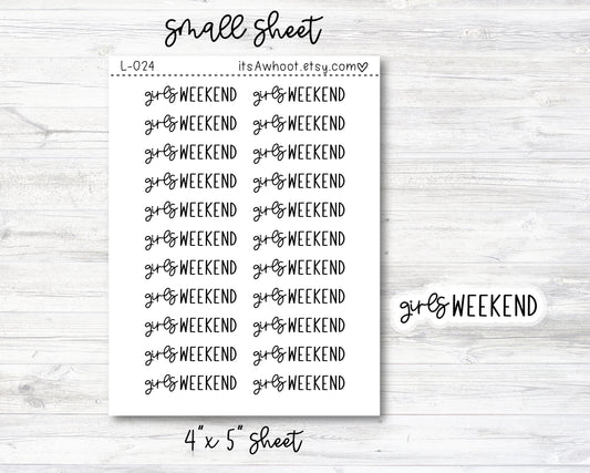Girls Weekend Stickers - SMALL SCRIPT SHEET (L024)
