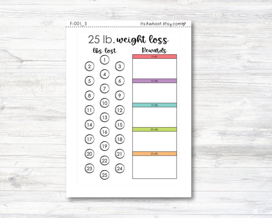 25 Lb. Weight Loss Dashboard Sticker, Weight Loss Rewards Stickers, Pounds Lost Sticker - 25 Lbs Lost (F001_3)