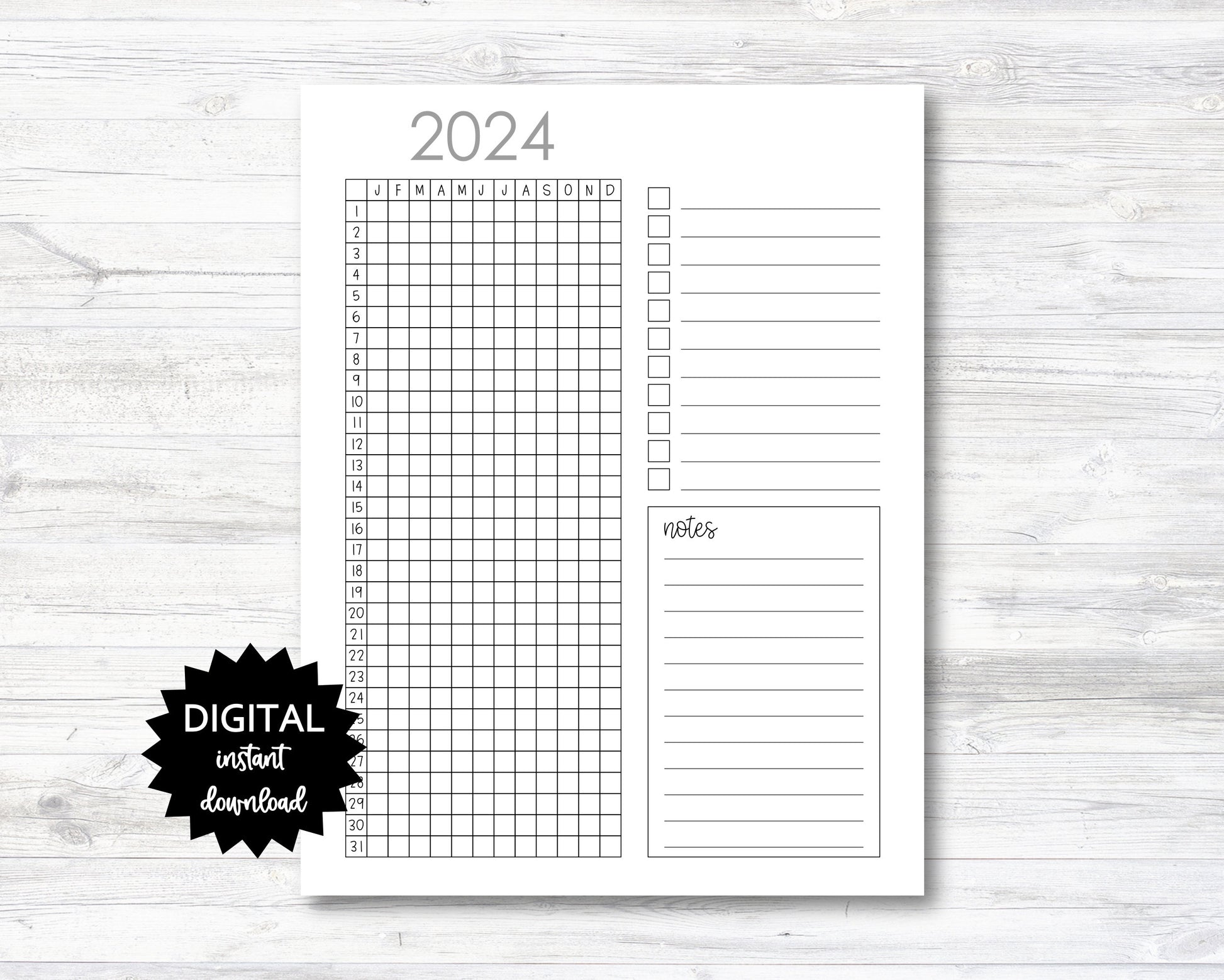 2024 Year/Month Habit Tracker Printable, Habit Tracker, Digital Download Habit Tracker - PRINTABLE (N020_3)