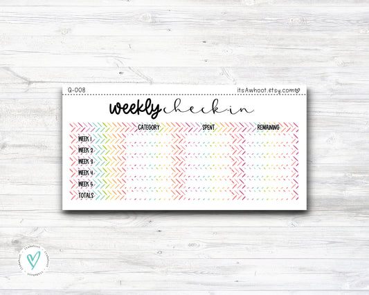WEEKLY CHECK-IN Budget Sticker Kit - 7x9 Planner (Q008)
