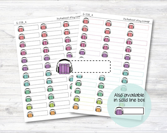Audio Book Stickers, Quarter Box Label Planner Stickers - Dash or Solid (G228_4)