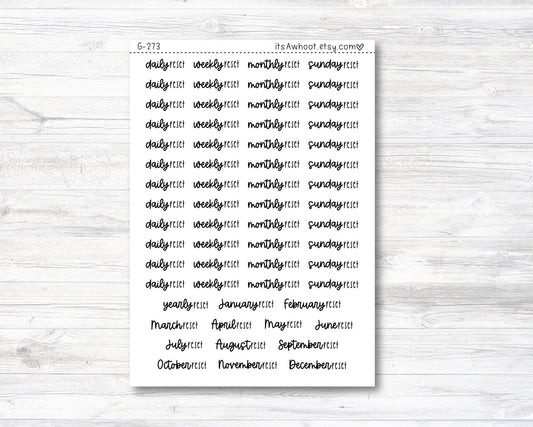 Reset Stickers - Daily, Weekly, Monthly, Sunday, Yearly Reset Planner Stickers - Mixed Script (G273)