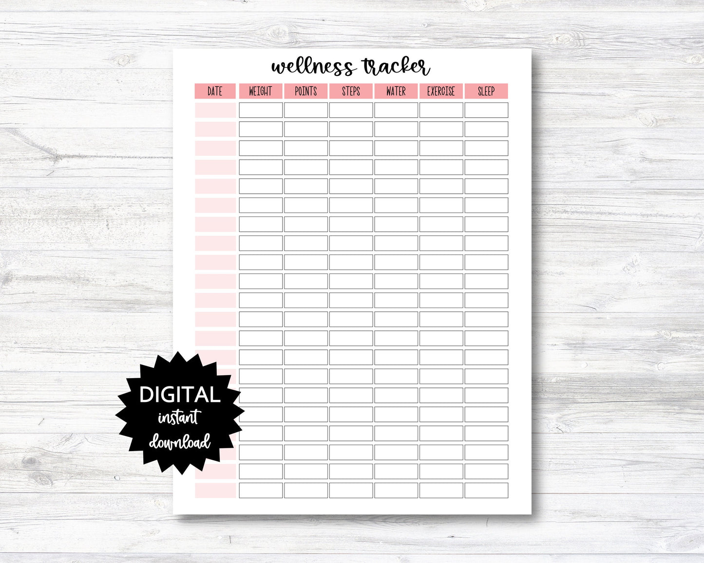 Wellness Tracking Printable, Daily Points Tracker, Weight Tracking Printable, Daily Steps/Water/Exercise/Sleep Tracker - PRINTABLE (N018_3)