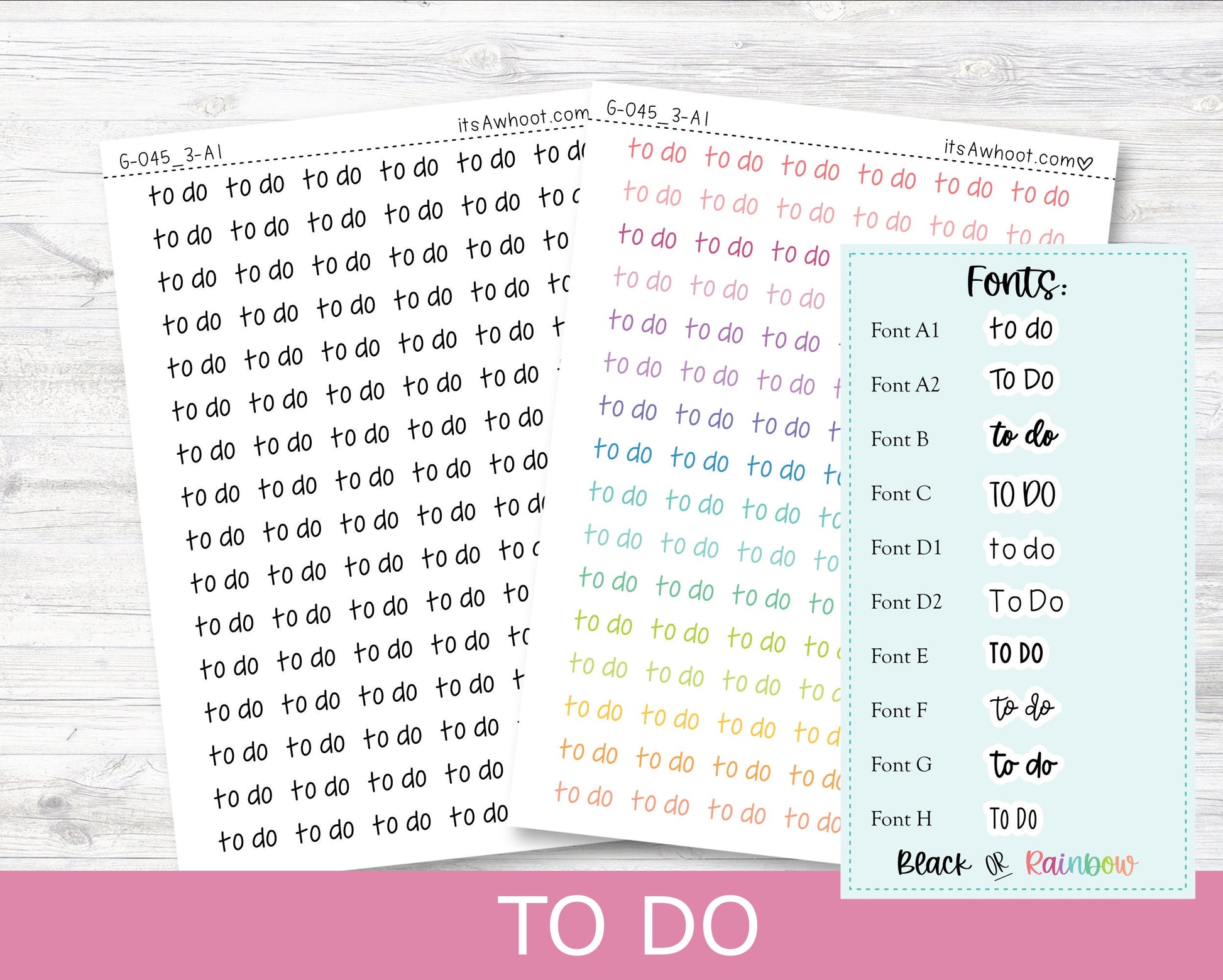TO DO Script Planner Stickers - Multiple Fonts/Colors Available (G045_3)