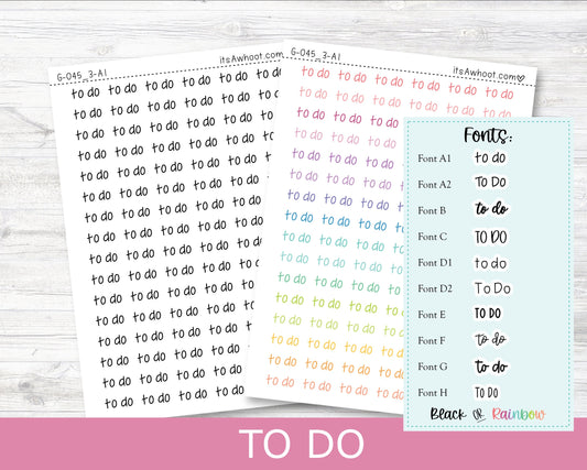 TO DO Script Planner Stickers - Multiple Fonts/Colors Available (G045_3)