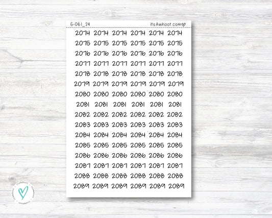 Year Script Planner Stickers - 2074 - 2089 Stickers - SMALL (G061_24)
