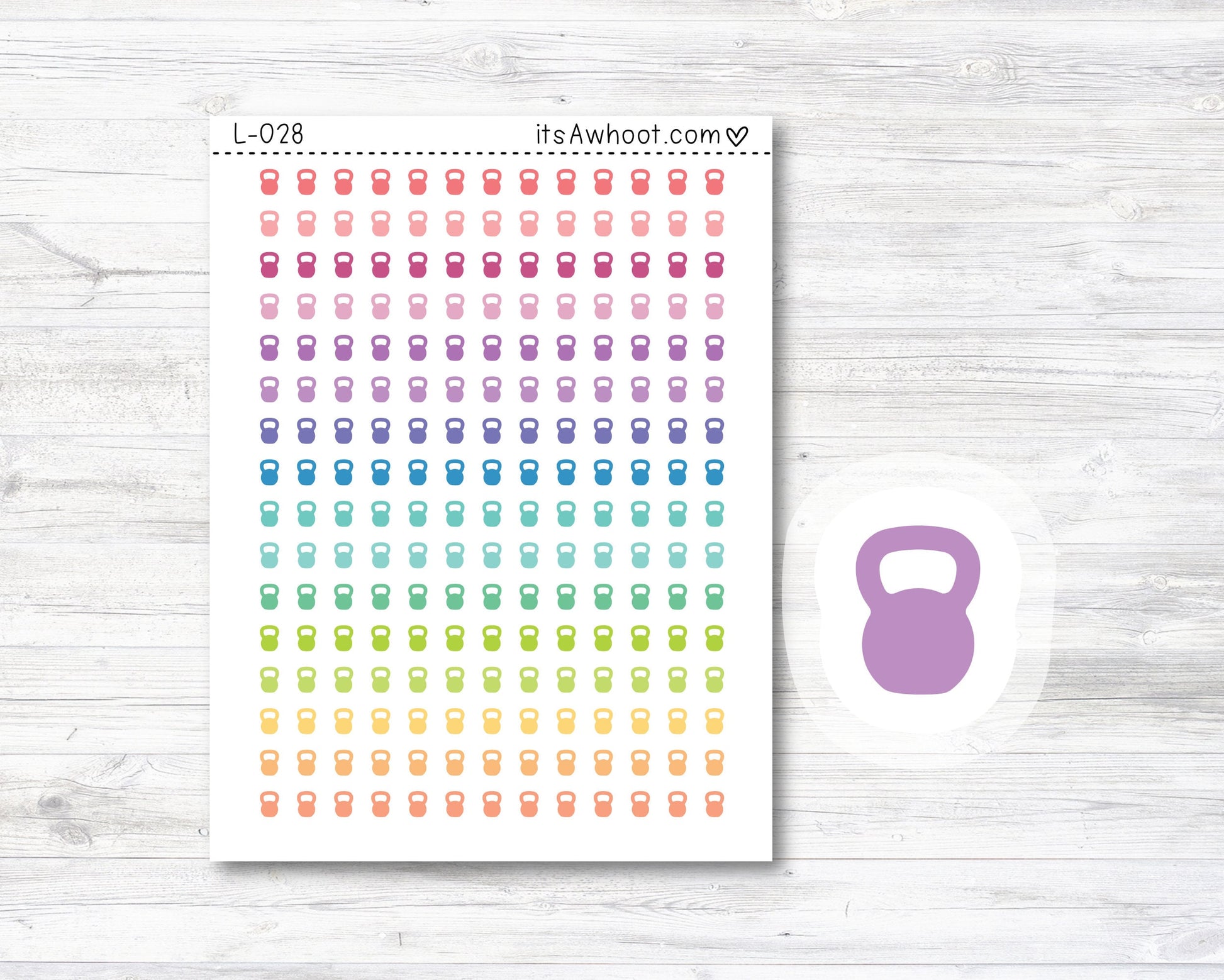 Kettlebell Shoe Stickers - SMALL DECO SHEET Mini .25" Tall (L028)