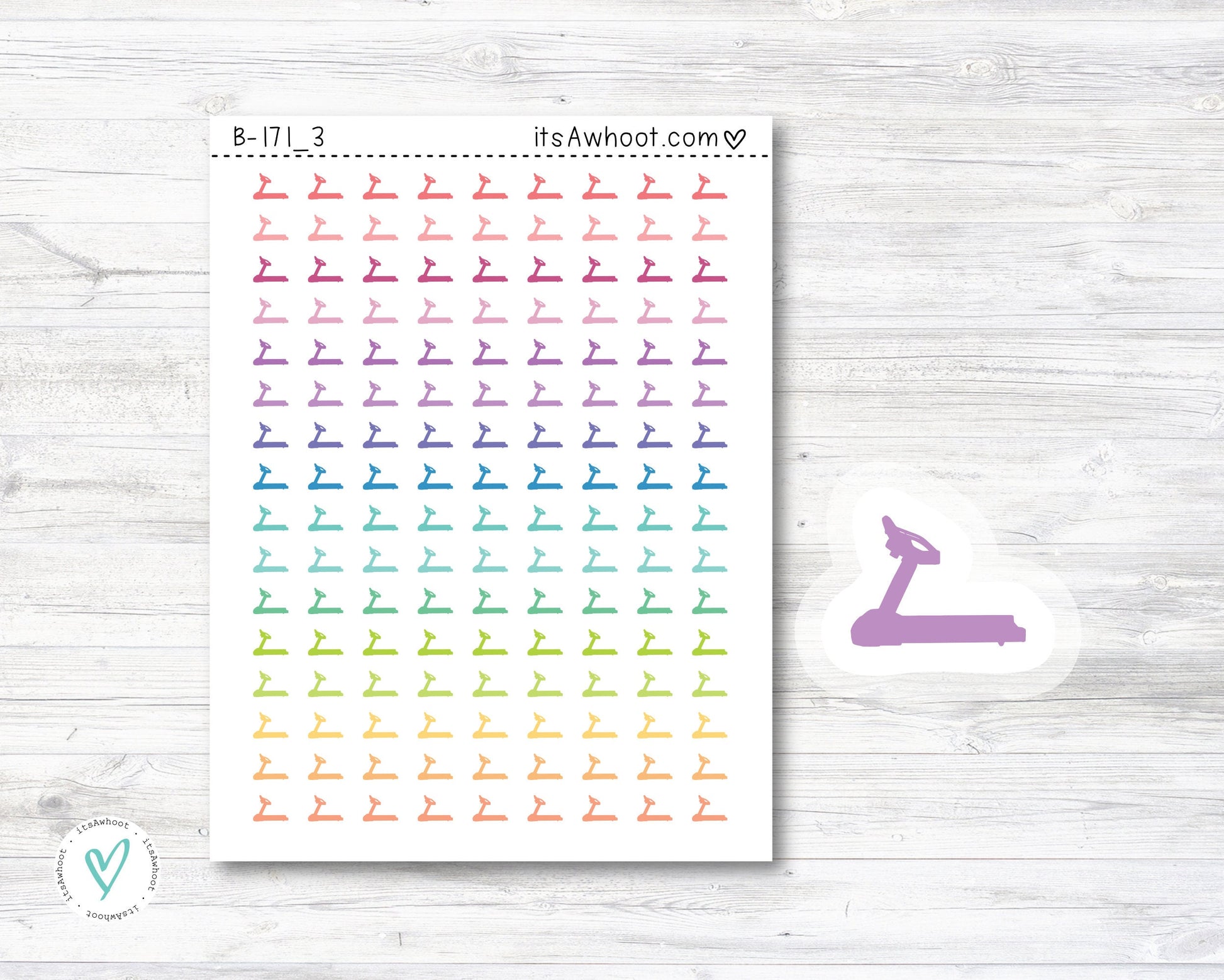 Treadmill Planner Stickers - Treadmill Icon - Mini .25" Tall - SMALL DECO SHEET (B171_3)