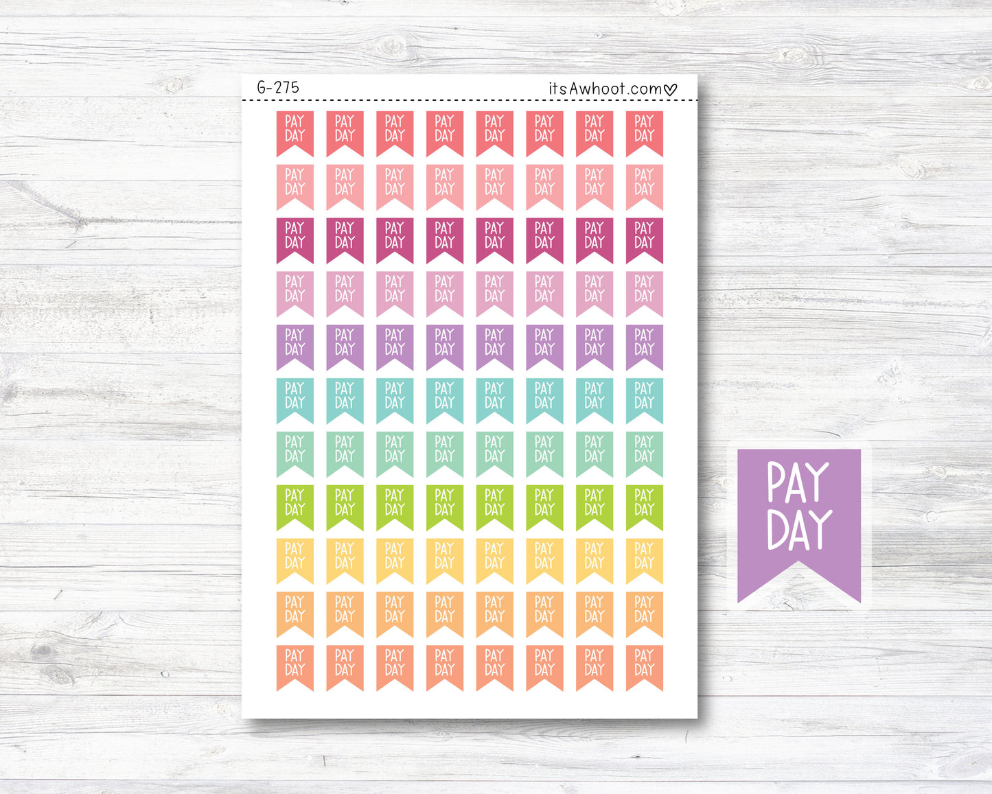 Pay Day Flag Stickers, Pay Day Planner Stickers (G275)