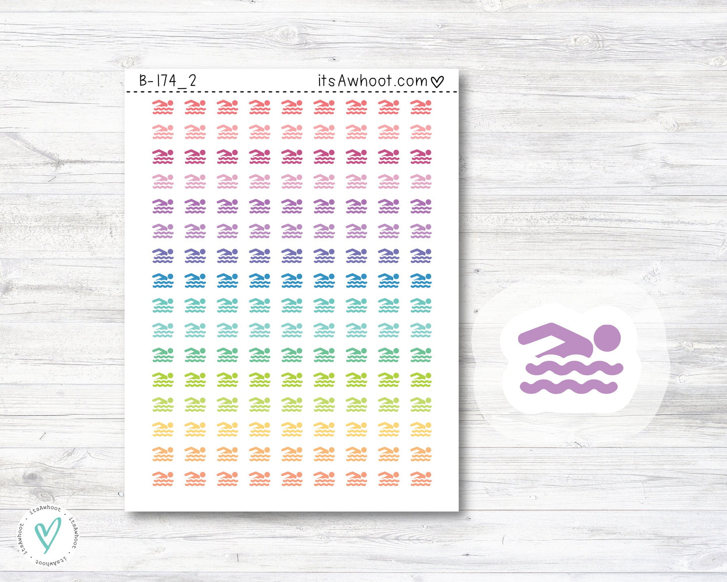 Swimming Planner Stickers, Swimming icon Stickers - Mini .25" Tall (B174_2)