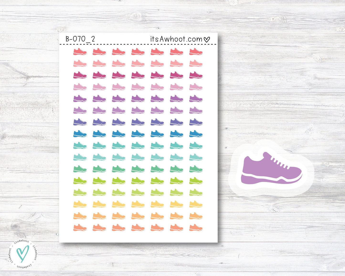 Sneaker/Tennis Shoes/Walking/Running Planner Stickers, Sneaker/Tennis Shoes/Walking/Running icon Stickers - Mini .25" Tall (B070_2)