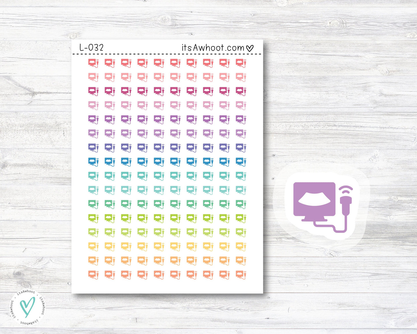 Ultrasound Stickers - Mini .25" Tall - SMALL DECO SHEET (L032)