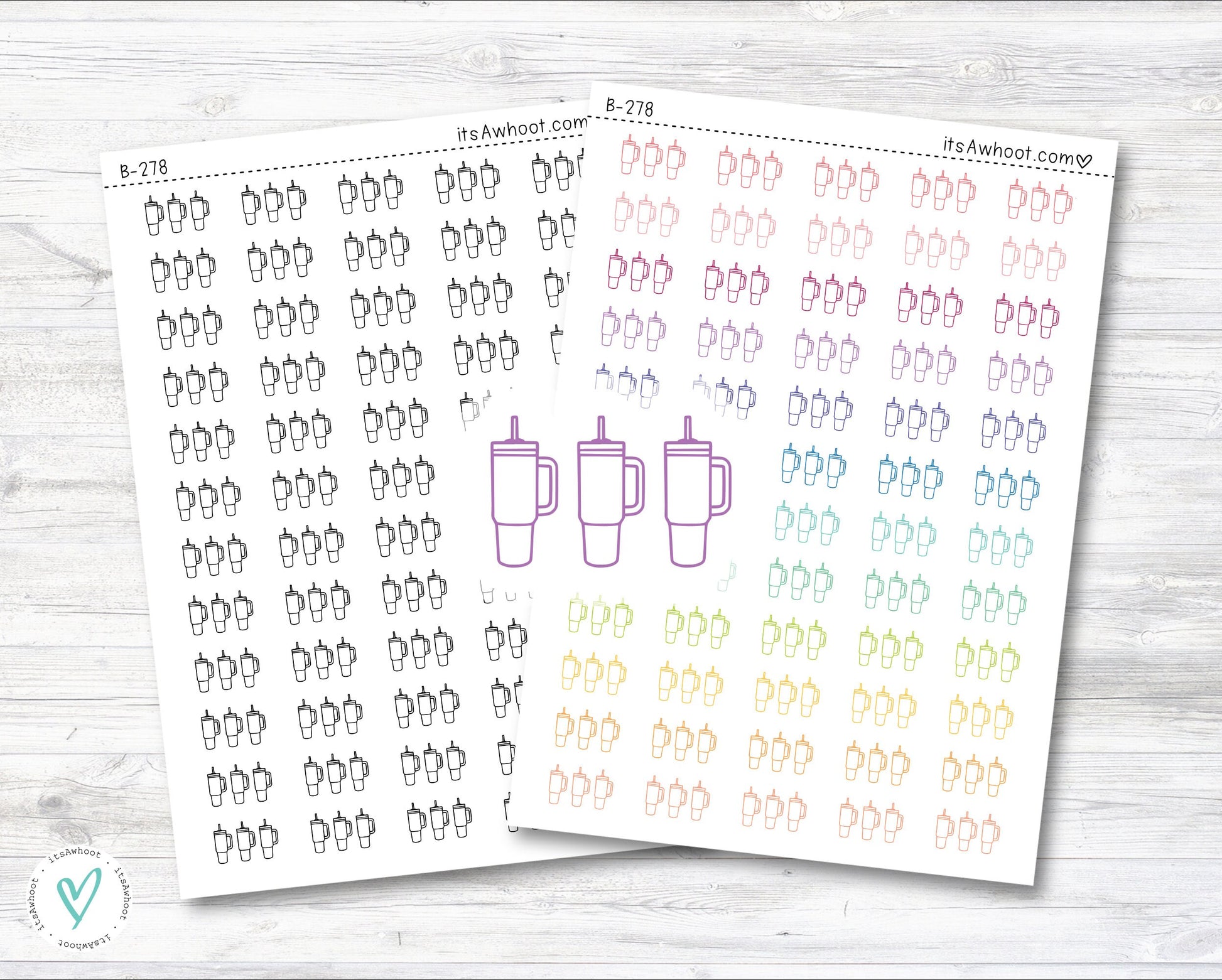 Tumbler Planner Stickers, 40 oz Tumbler tickers, Water Tracking Stickers, Hydration Tracker Stickers, Water Intake Stickers (B278)