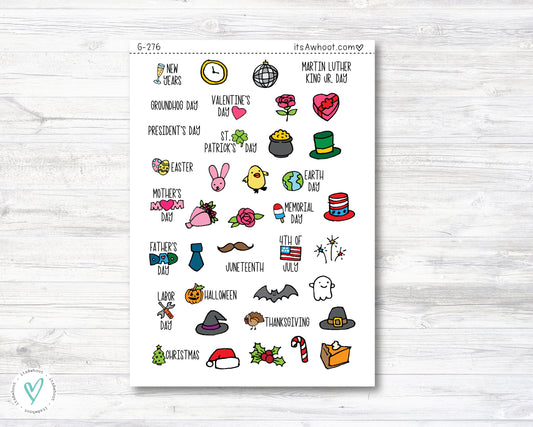 Holiday Planner Stickers - Doodle Holiday Stickers (G276)
