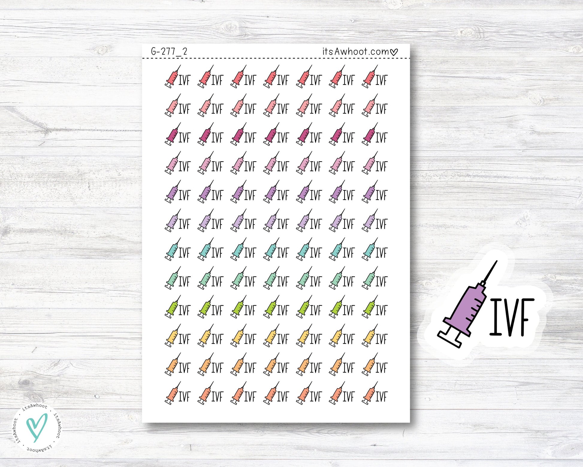 IVF Syringe Stickers Doodle Planner Stickers (G277_2)