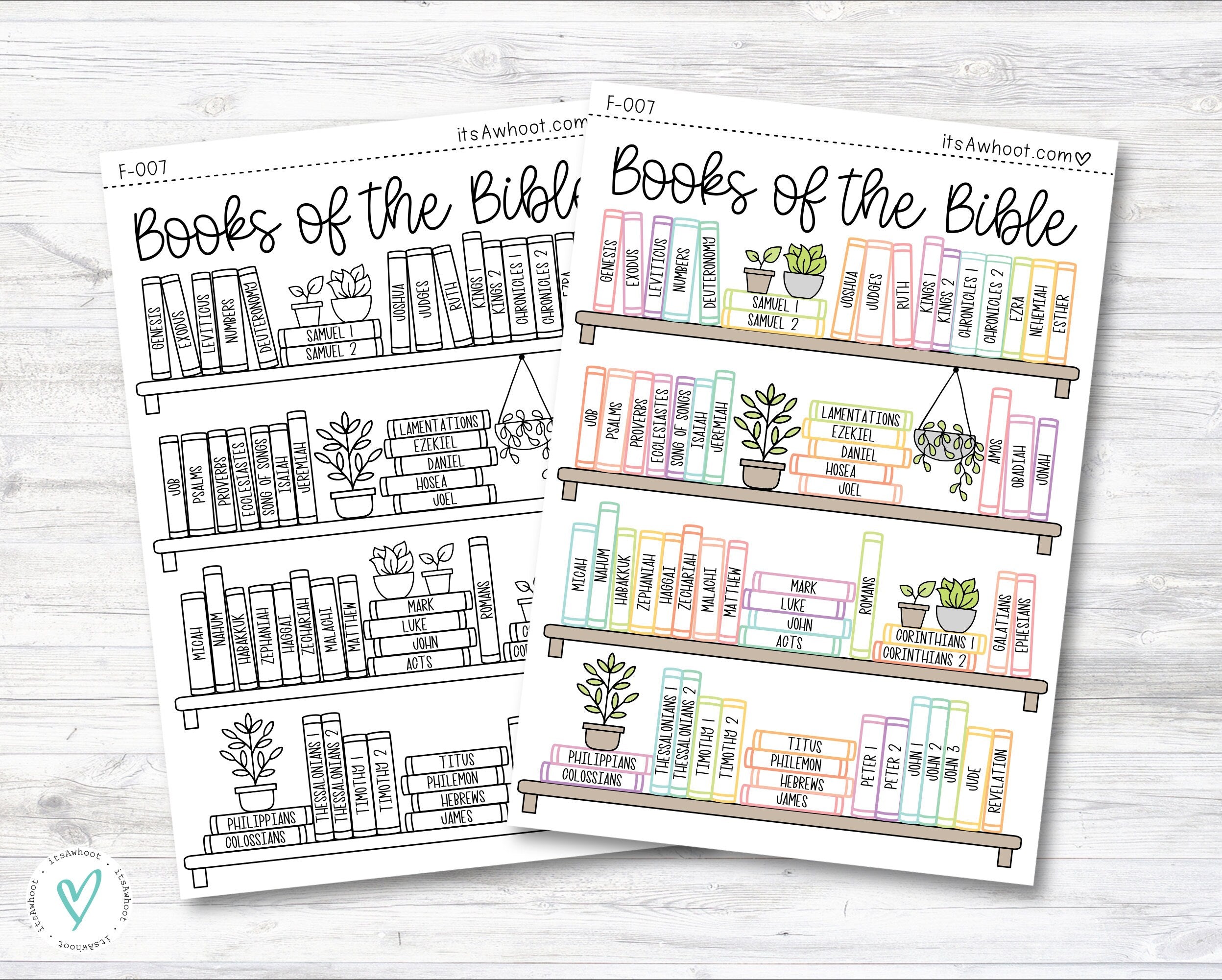 Bible Track Rack Books of the Bible BOOK SHELF tracker Dashboard Sticker (F007) – itsAwhoot