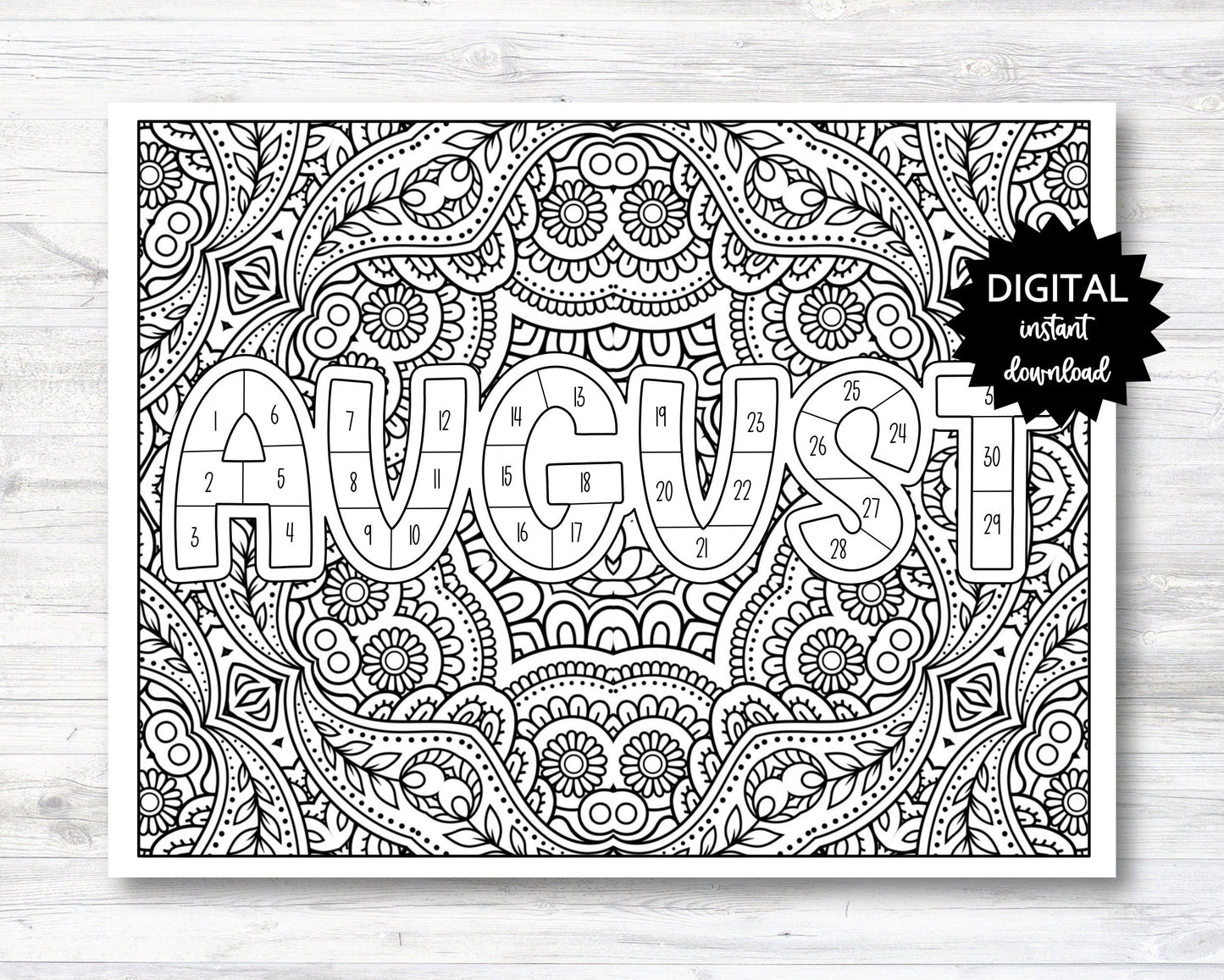 August Habit Tracker Coloring Sheet Printable, Month Habit Tracker Coloring Sheet, August Coloring Sheet - PRINTABLE (O013Aug)