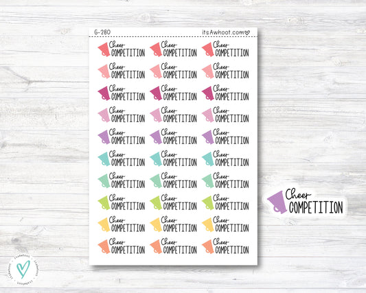 Cheer Competition Planner Stickers, Script Cheerleading Stickers (G280)