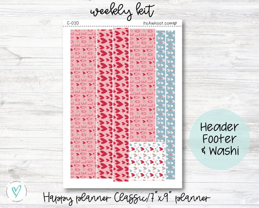 WEEKLY Kit Planner Stickers - Valentine's Day - Happy Planner CLASSIC - Vertical/7x9" Planner (C020)