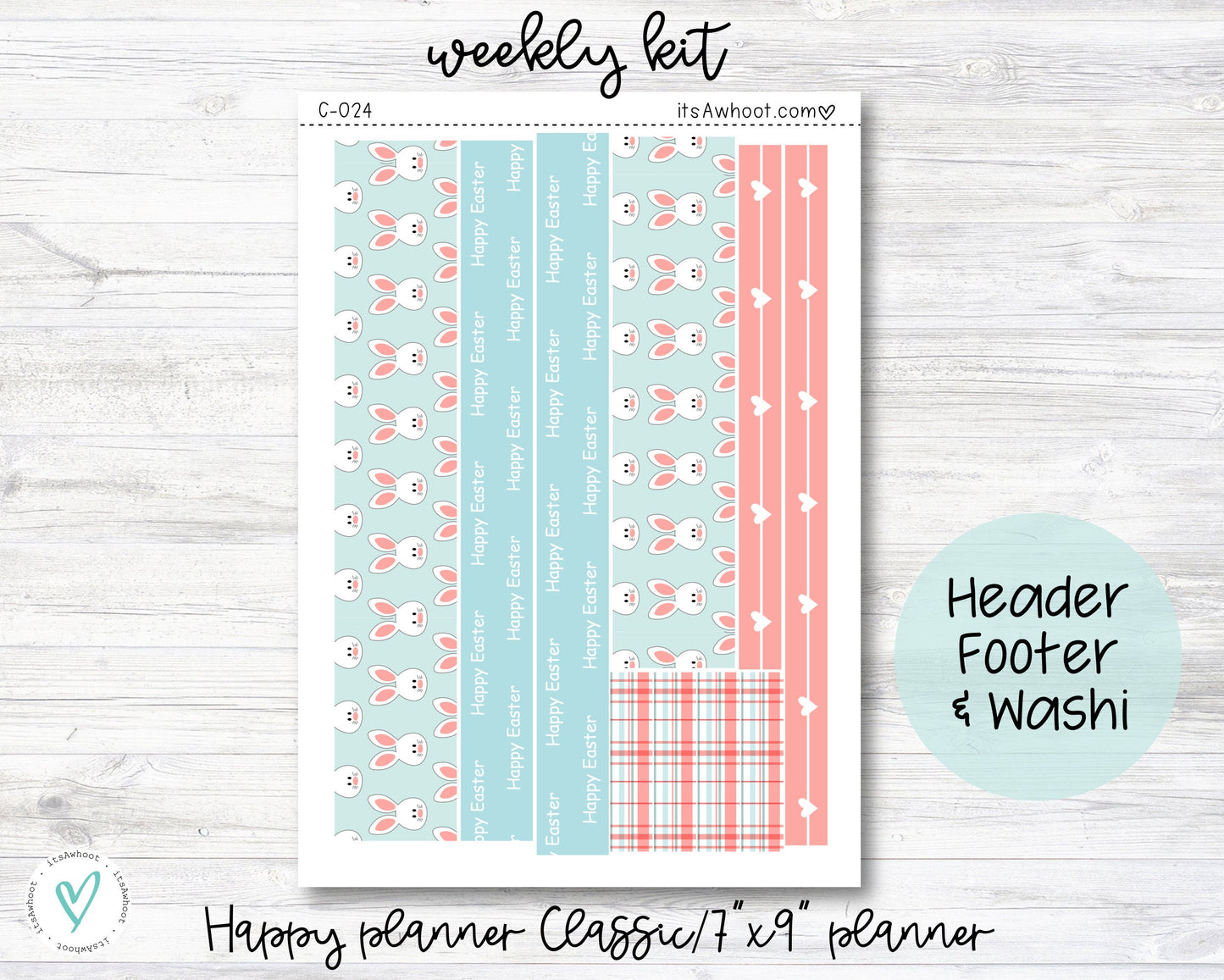 WEEKLY Kit Planner Stickers - Bunny Hop - Happy Planner CLASSIC - Vertical/7x9" Planner (C024)