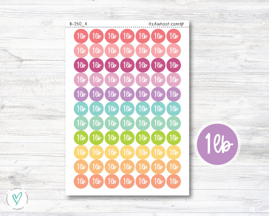 1 lb Weight Loss Tracker Planner Stickers, 1 Lb. Lost Stickers, Pounds Lost Stickers (B250_4)
