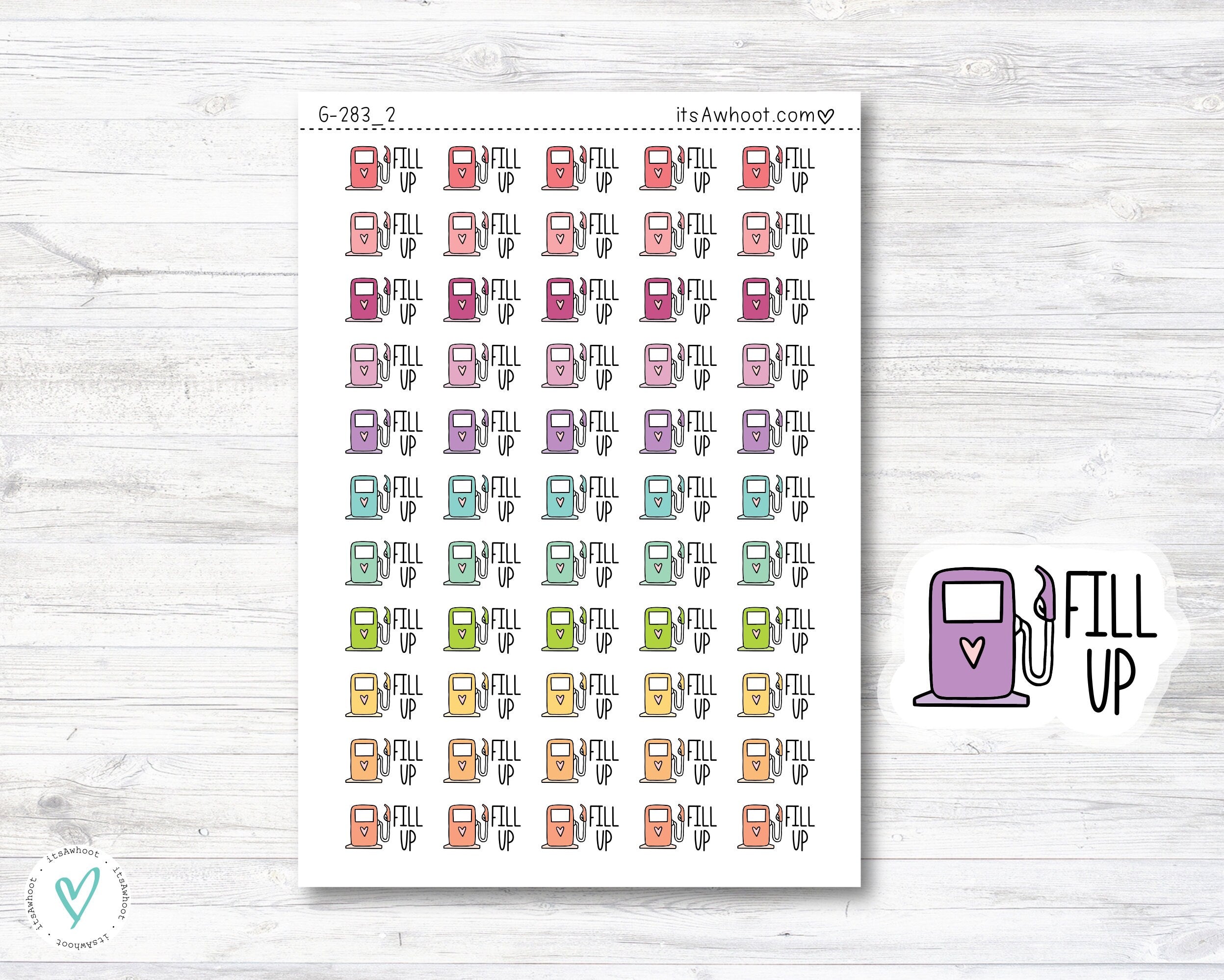 Gas Fill Up Planner Stickers, Gas Fill Up Doodle Planner Stickers (G28 ...