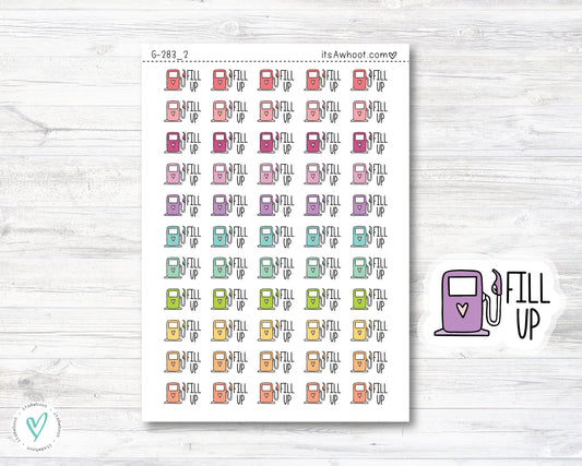 Gas Fill Up Planner Stickers, Gas Fill Up Doodle Planner Stickers (G283_2)