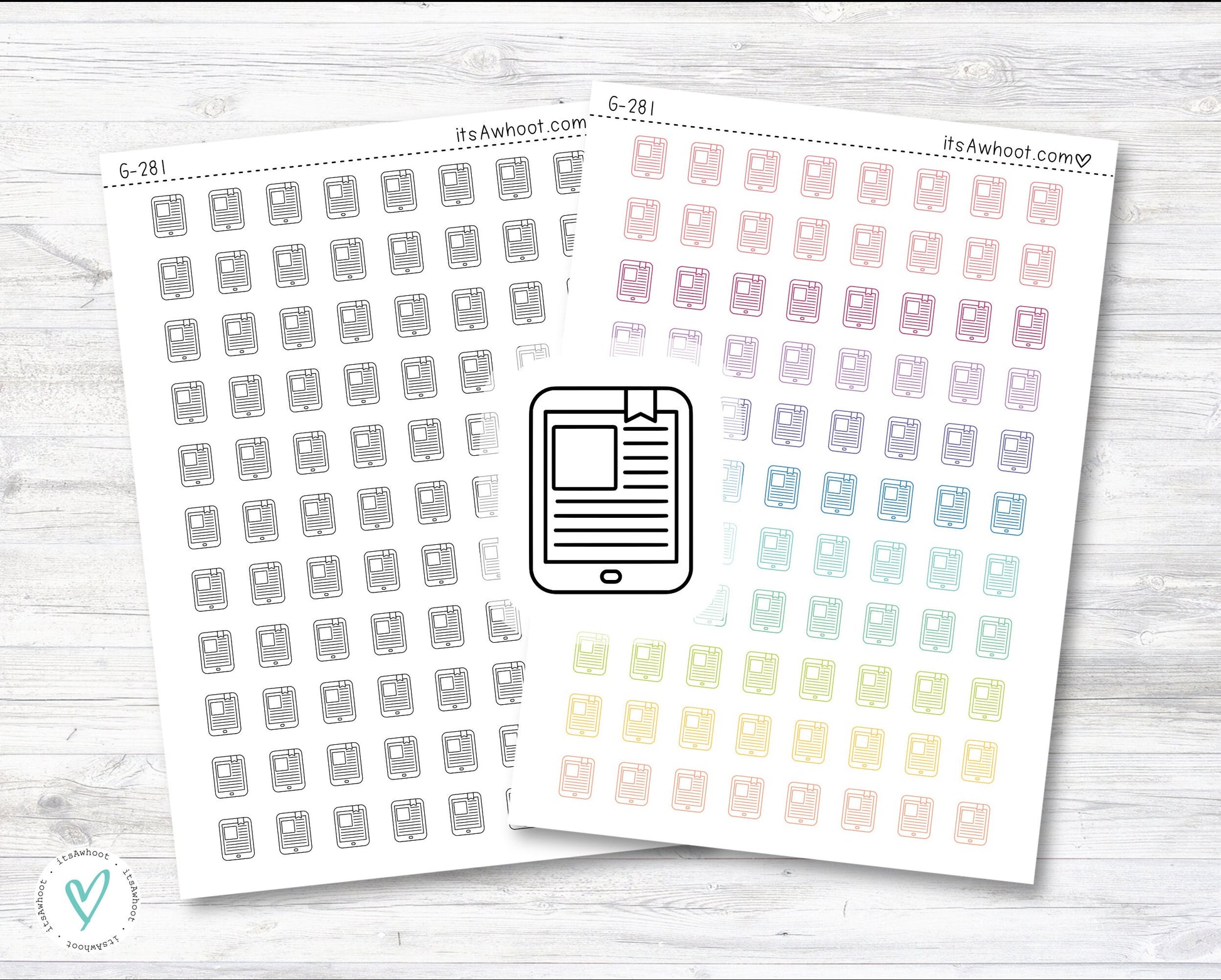 EReader icon Stickers, EBook icon Planner Stickers - .5" (G281)