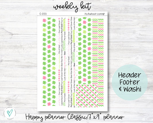 WEEKLY Kit Planner Stickers - St. Patrick's Day - Happy Planner CLASSIC - Vertical/7x9" Planner (C023)