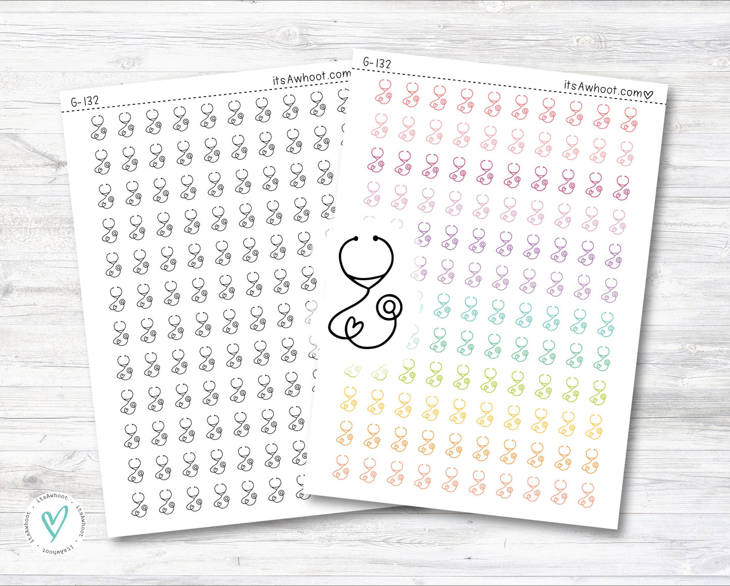 Stethoscope / Doctor Icon Sticker, Stethoscope / Doctor Doodle Planner Stickers (G132)