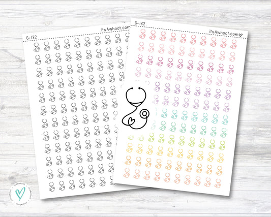 Stethoscope / Doctor Icon Sticker, Stethoscope / Doctor Doodle Planner Stickers (G132)