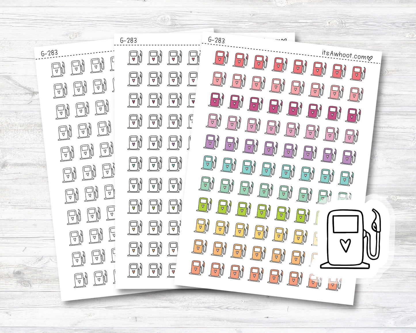 Gas Pump Icon Stickers, Gas Doodle Planner Stickers (G283)