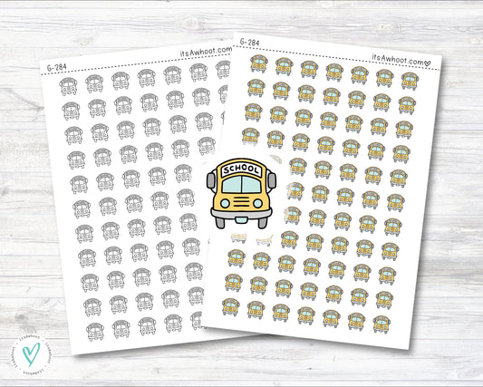 School Bus Planner Stickers, Doodle School Bus Icon Stickers (G284)