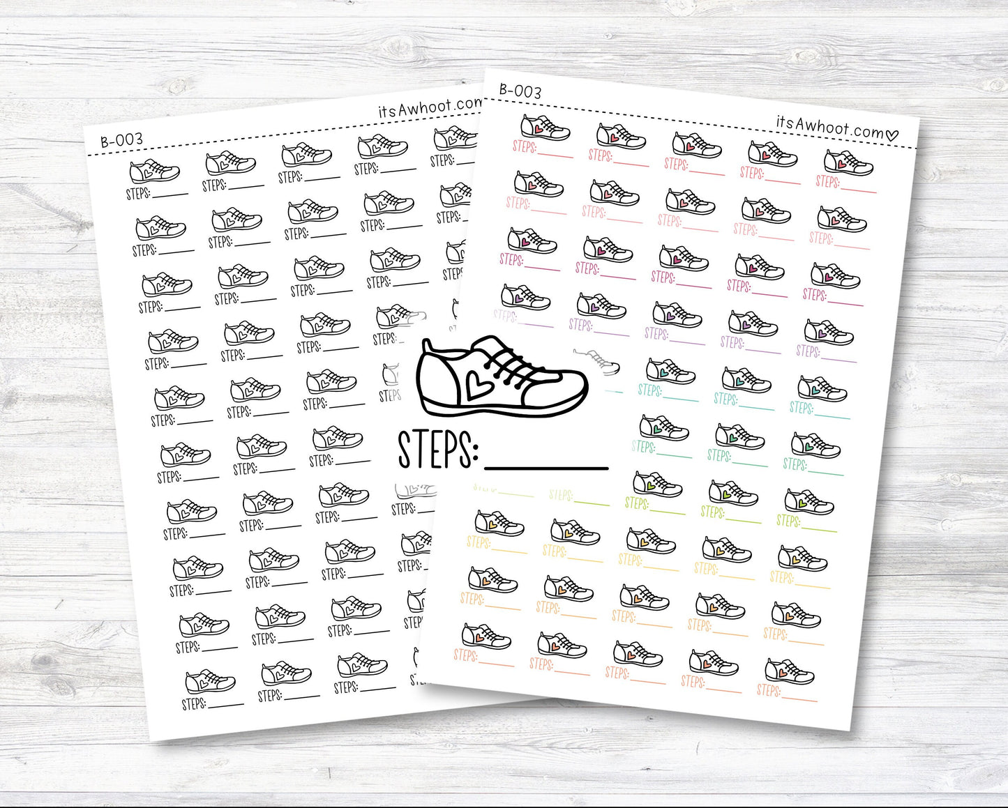 Steps Stickers, Steps with Shoe Icon Planner Stickers, Step Tracking Stickers (B003)